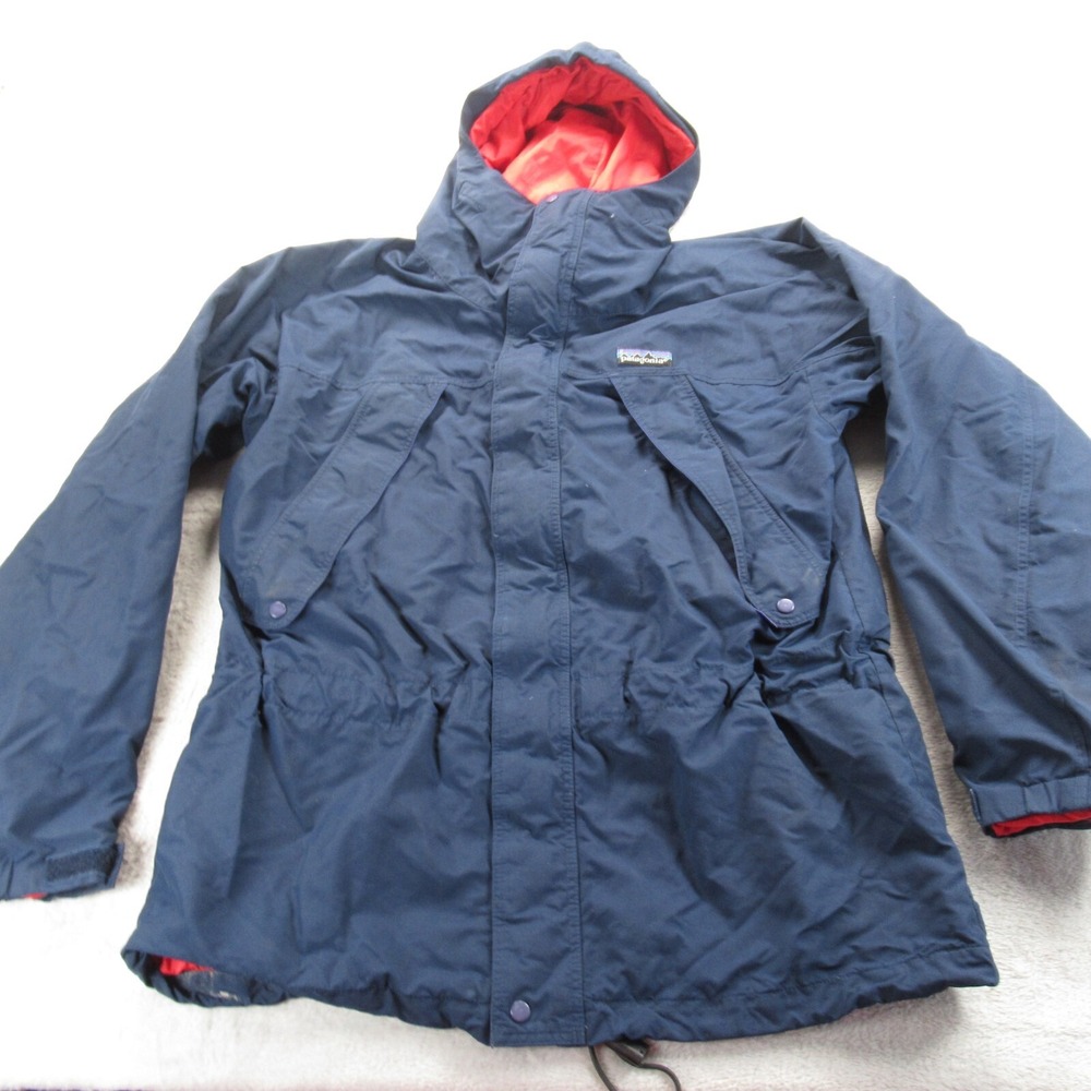 Patagonia Storm Jacket Mens Small Blue Zip Hood Lightweight Parka VTG 90s